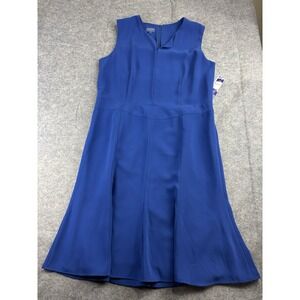 Pendleton Midi Dress Women's 18 Blue Pleated Sleeveless Career Business Workwear